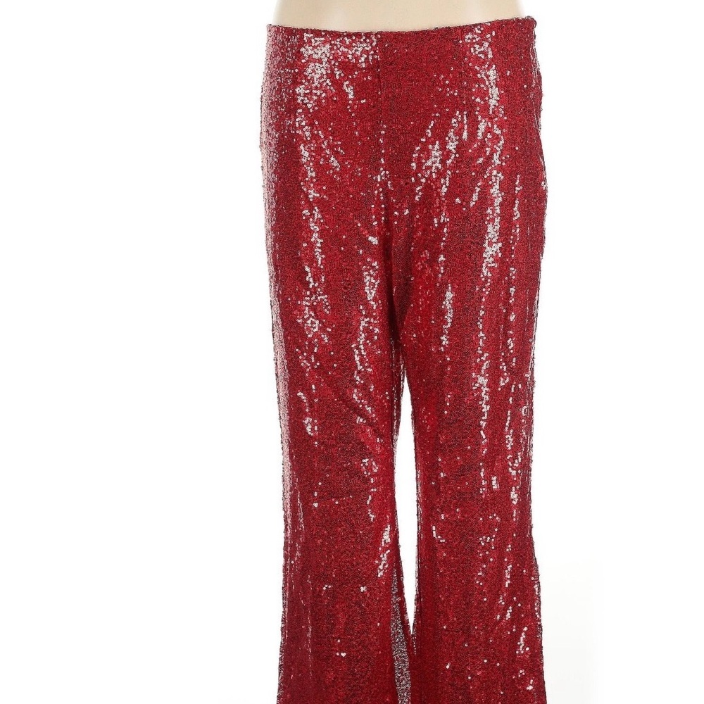 No Boundaries Sparkling Red Sequin Flare Pants